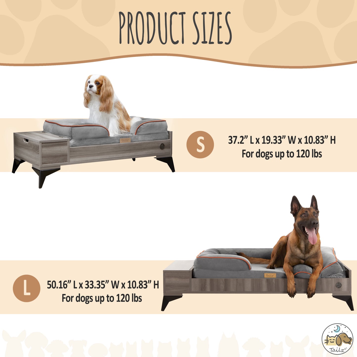 Wyatt Wooden Pet Bed with Mattress | Small to Medium Pet Bed with Mattress | Elevated Pet Bed | Wooden Pet Bed with Storage | Greenguard Gold Certified Wooden Pet Bed